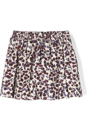 BONPOINT Cherry-print corduroy pleated skirt