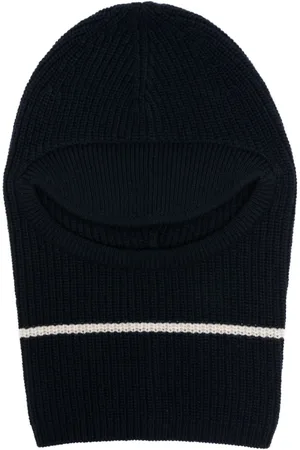 Plan C Two-tone striped ribbed-knit balaclava