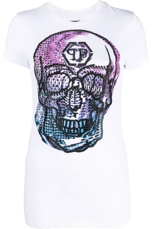 Philipp Plein Crystal-embellished skull-print T-shirt