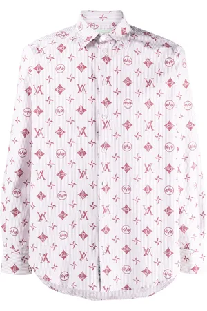 ARIES Monogram-pattern striped cotton shirt