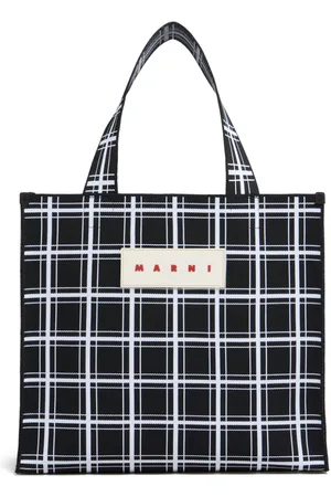 Marni Logo-appliqué checked tote bag