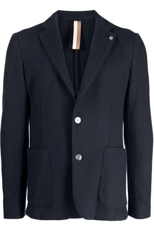 HUGO BOSS Single-breasted waffle-effect blazer