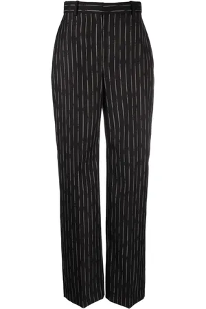 Alexander McQueen High-waisted striped wool trousers