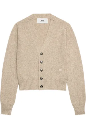 Ami Heart-embroidered cashmere cardigan