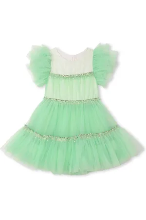Billieblush Tulle-panels short-sleeve dress