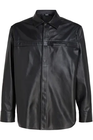 Karl Lagerfeld Leather pocket button-up shirt