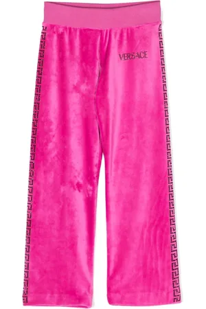 VERSACE Crystal-embellished Greca-print trousers