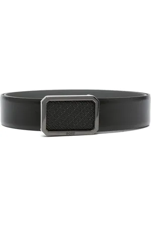 HUGO BOSS Monogram-plaque buckle leather belt