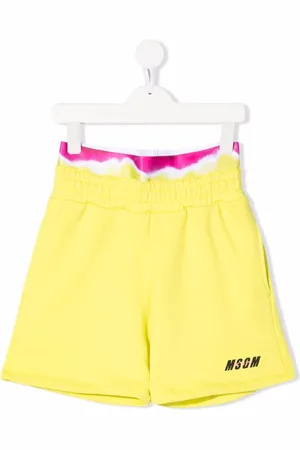 Msgm Tie-dye trim logo print runner shorts