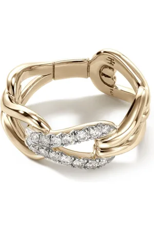 John Hardy 18kt yellow Surf Pavé Link diamond ring
