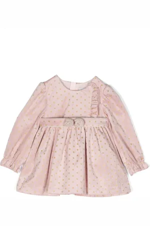Abel & Lula Polka-dot ruffle-trim velvet dress