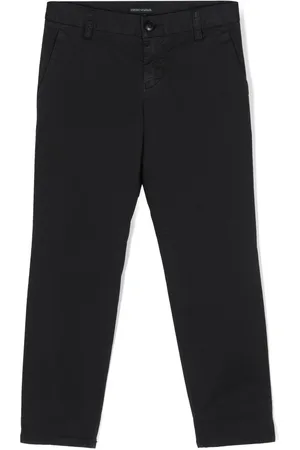 Emporio Armani Eagle logo-plaque twill straight-leg trousers