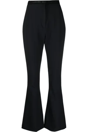 VERSACE Logo-waistband flared trousers