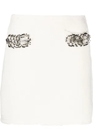 Lanvin Bead-embellished bouclé miniskirt
