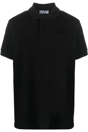VERSACE Logo-tape cotton polo shirt