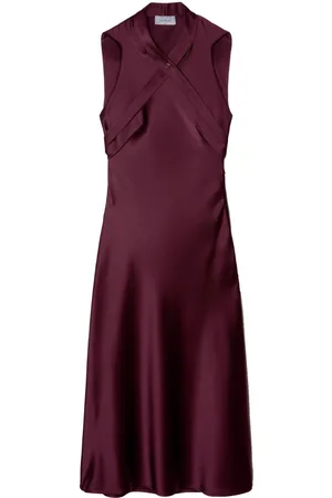 OFF-WHITE Crossover-strap satin midi dress