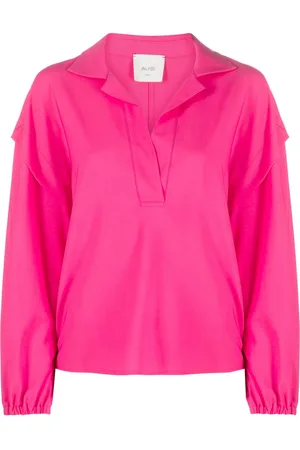 ALYSI Notched-collar drop-shoulder blouse