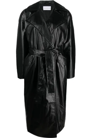 Calvin Klein Polished-effect tied trench coat