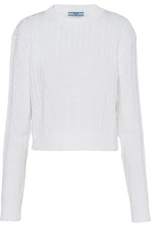 Prada Logo-intarsia cable-knit jumper
