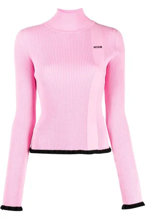 Msgm Intarsia-knit logo ribbed knit jumper