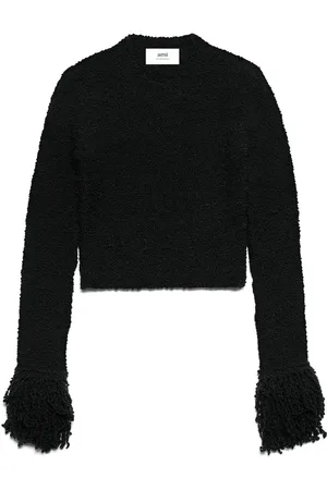 Ami Fringed-trim cropped jumper