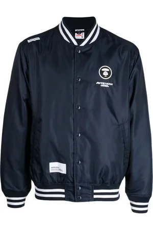 A Bathing Ape Logo-print baseball-collar bomber jacket