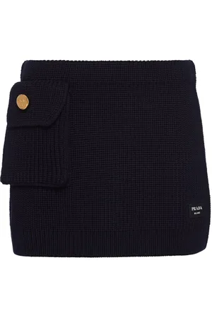 Prada Ribbed-knit wool miniskirt