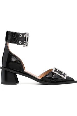 Ganni 50mm buckle-detail pumps
