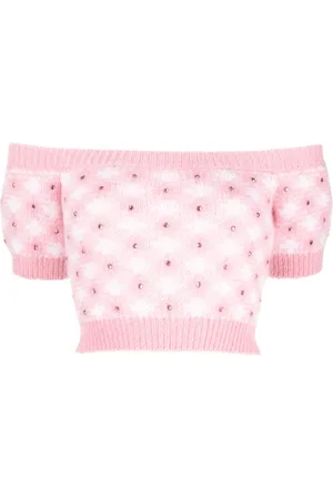 Alessandra Rich Vichy-print knitted top