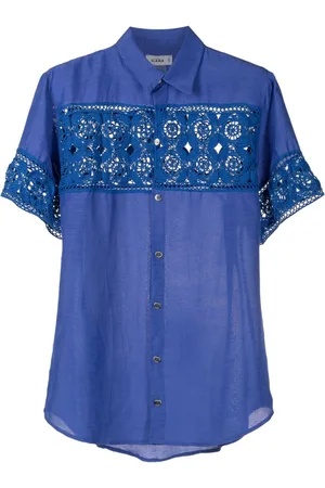 AMIR SLAMA Crochet-panel short-sleeved shirt