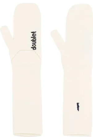 DOUBLET Logo-intarsia knitted mittens