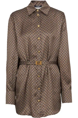 Balmain Mini monogram-print silk shirt