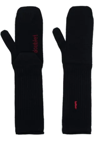DOUBLET Logo-embroidered ribbed-knit gloves