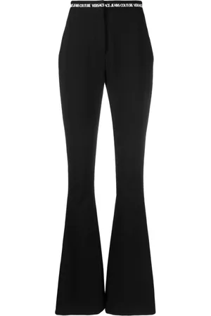 VERSACE Logo-waistband flared trousers