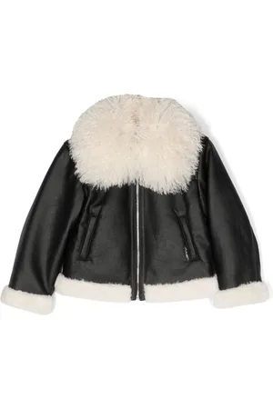 Twin-Set Faux-shearling collar zipped jacket