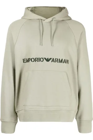 Emporio Armani Logo-embroidered cotton hoodie