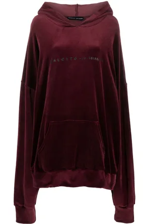 Barbara Bologna Slogan-print velvet hoodie