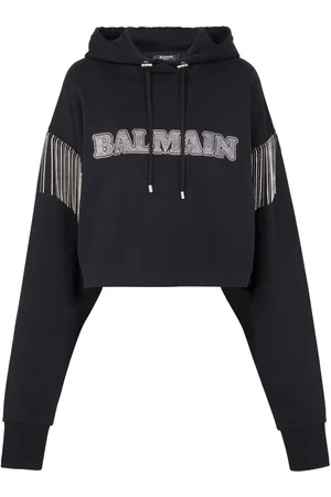 Balmain Fringed organic-cotton hoodie