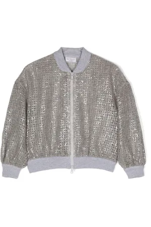 Brunello Cucinelli Zip-up sequinned bomber jacket