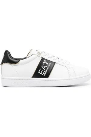 EA7 Logo-print leather sneakers