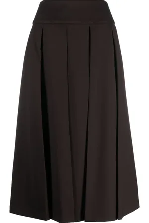 Patou Pleated virgin-wool midi skirt