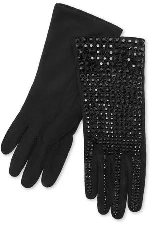 Philipp Plein Crystal-embellished suede mid-gloves