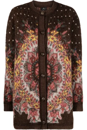 Etro Patterned-jacquard crew-neck cardigan
