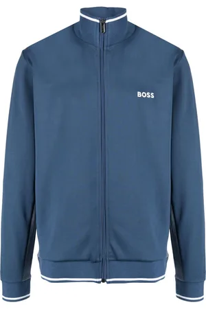 HUGO BOSS Logo-embroidered zip-up jacket