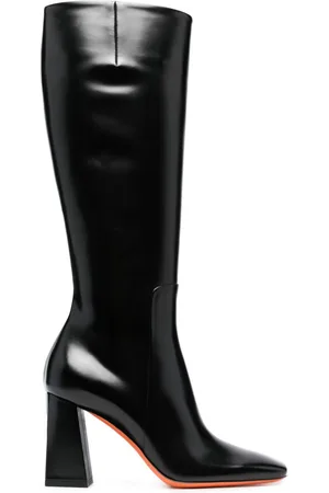 santoni 85mm square-toe leather boots