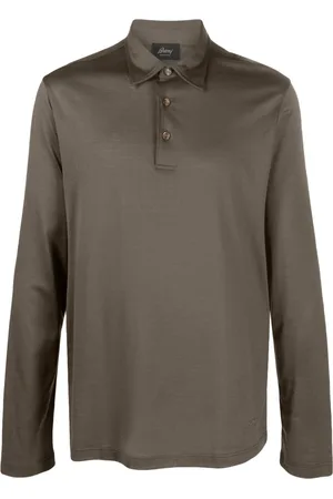 BRIONI Long-sleeve silk-blend polo shirt