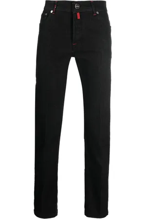 Kiton Double-stitching low-rise slim-fit trousers