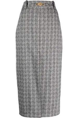 Patou JP monogram slit midi skirt
