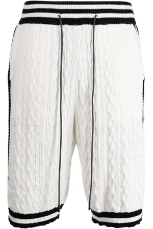 MOSTLY HEARD RARELY SEEN Cable-knit striped track shorts