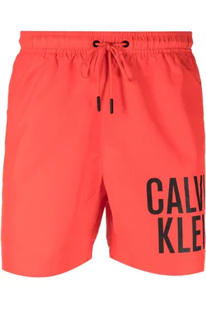 Calvin Klein Contrasting logo-print swim shorts